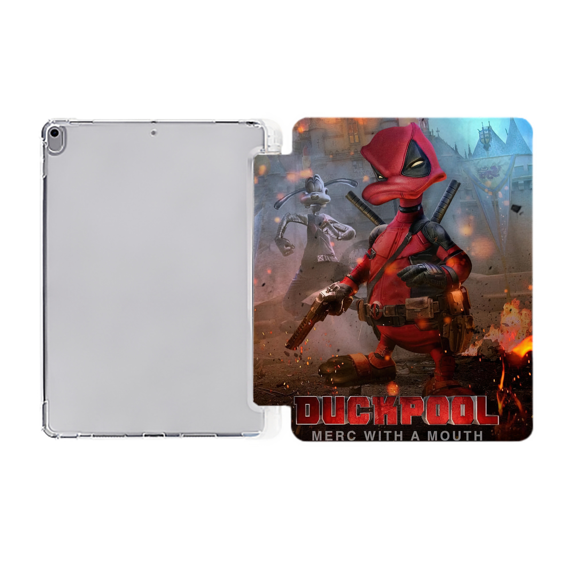（画像用） Deadpool デッドプール IPad ケース ペン収納付き 三つ折りスタンド PUレザー×シリコン 対応機種9.5/10.5/10.9インチ